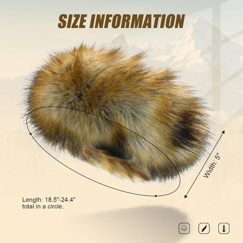 RANOME Faux Fur Headband for Women Elastic Fuzzy Thick Earmuffs Winter Headwrap Ear Muffs Furry Ear Warmers Cold Weather (Brown 2) - Image 4